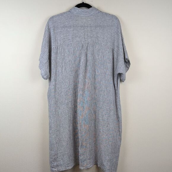 Eileen Fisher Organic Linen Crinkle Shirt Dress Boxy Lagenlook Size L - Picture 10 of 12